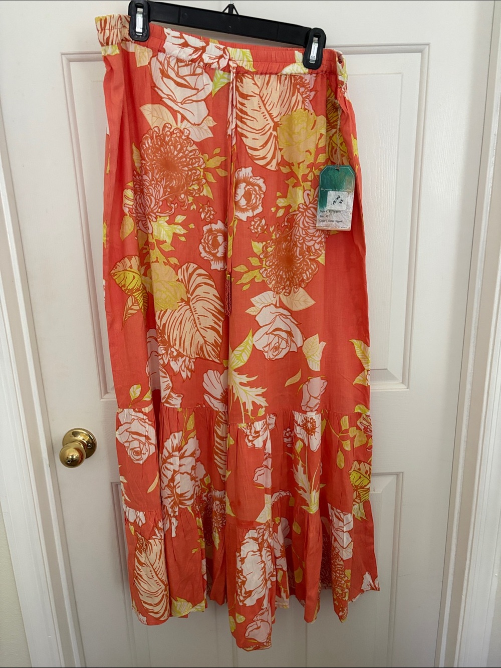 Wide Leg Floral Palazzo Pants - Coral & Yellow